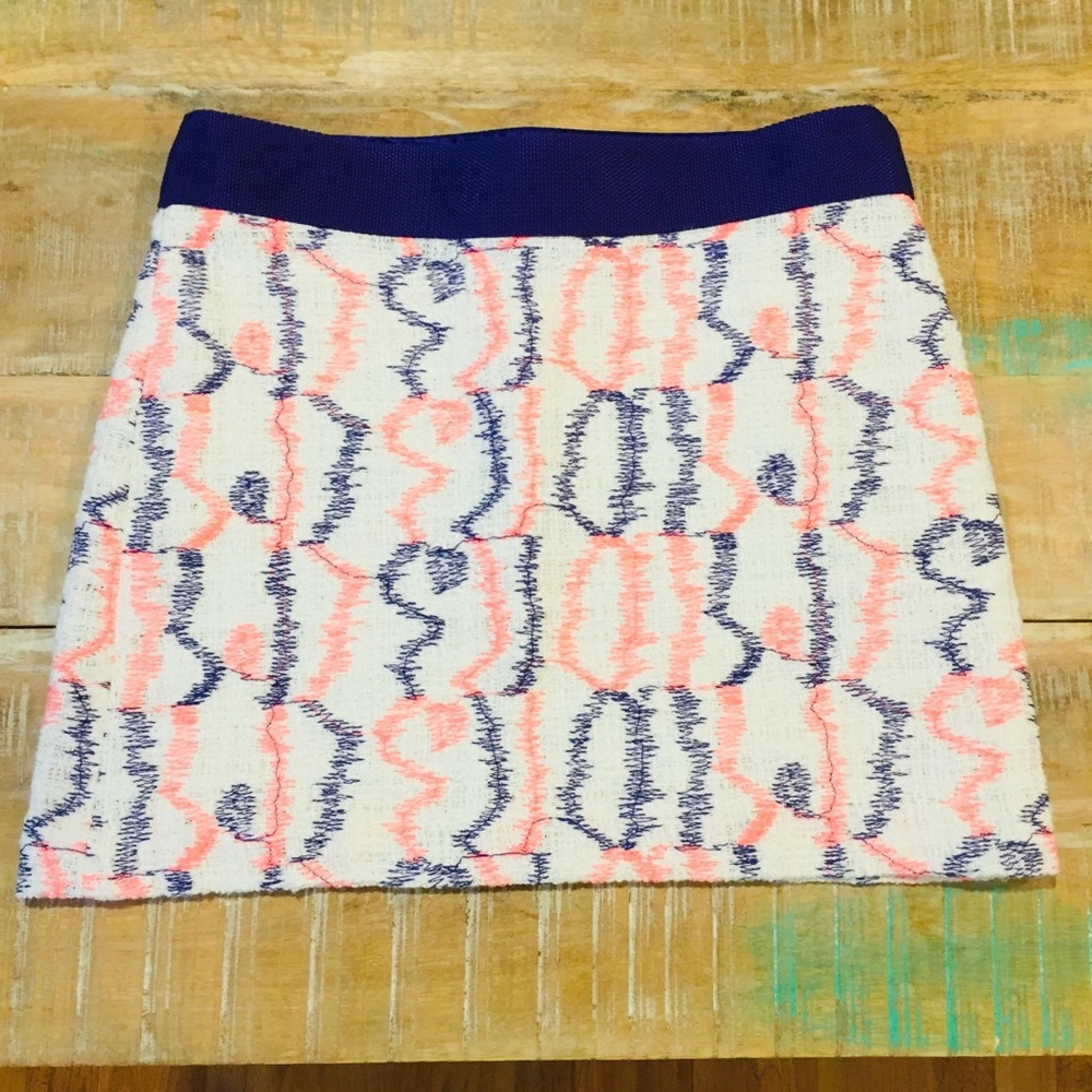 Milly Tweed Mini Skirt White purple Hot Pink 2 - Picture 2 of 8